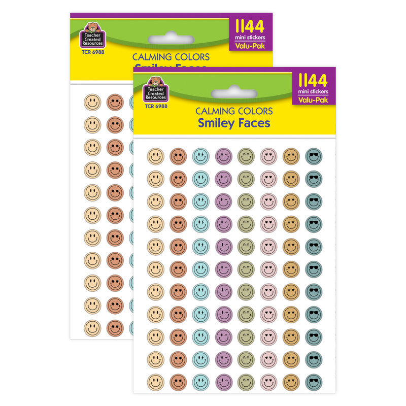 Calming Colors Smiley Faces Mini Stickers Valu-Pak, 1144 Per Pack, 2 Packs