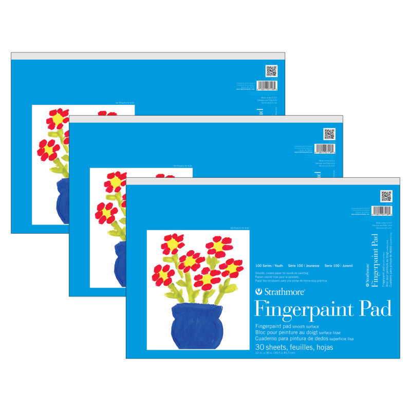 100 Series Fingerpaint Pad, 30 Sheet, 12x18 inch, Pack of 3