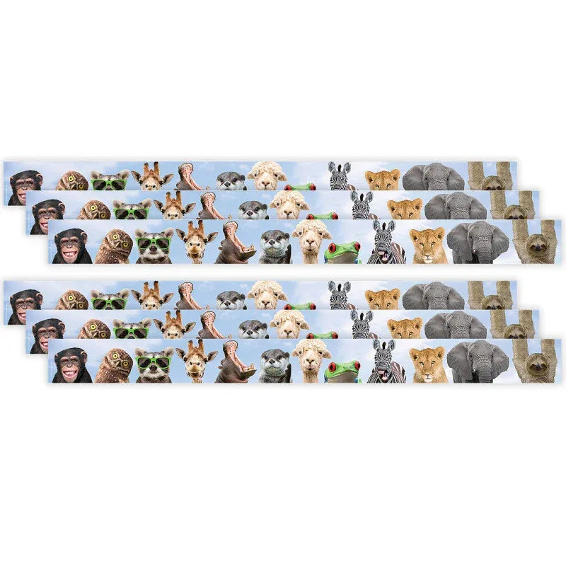 Go Wild Animals Straight Border Trim, 35 Feet Per Pack, 6 Packs