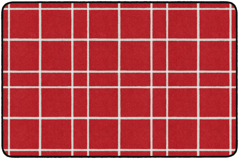 RED CHECK RECTANGLE CARPETS 4' X 6'