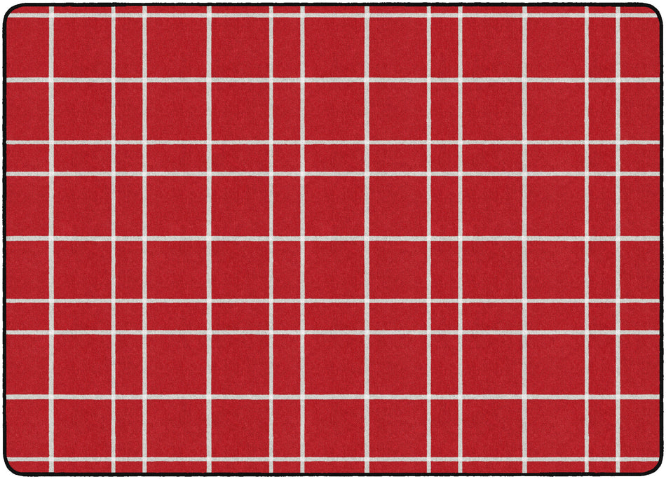 RED CHECK RECTANGLE CARPETS 6' X 8'4