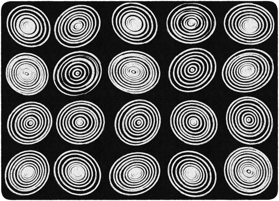 CIRCLES BLACK AND WHITE RECTANGLE CARPETS 6' X 8'4