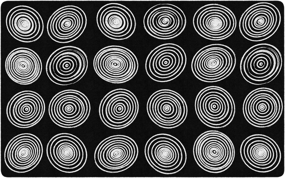 CIRCLES BLACK AND WHITE RECTANGLE CARPETS 7'6" X12'