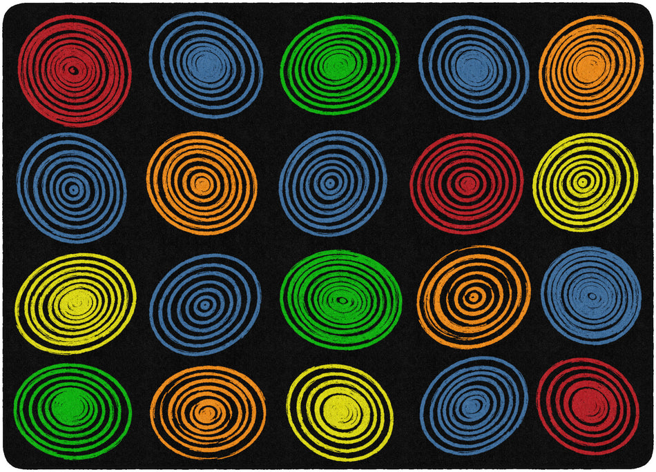 CIRCLES BLACK AND MULTI RECTANGLE CARPETS 6' X 8'4