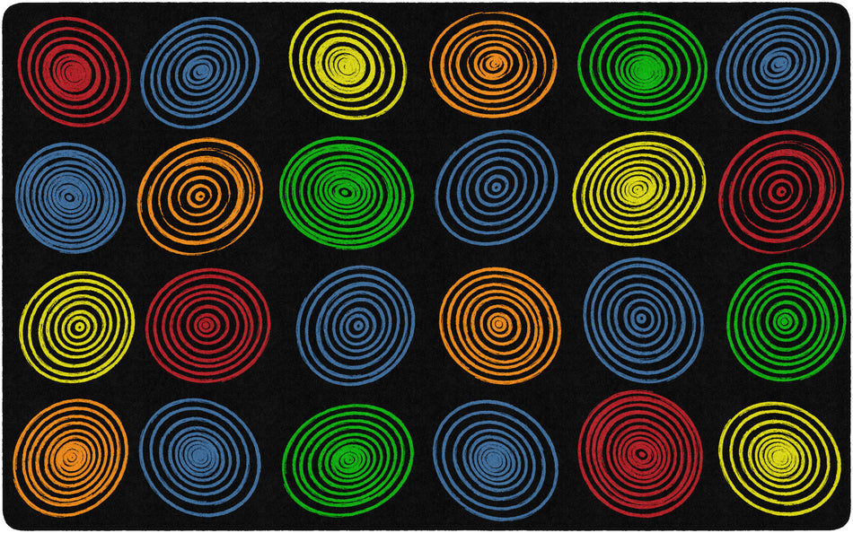 CIRCLES BLACK AND MULTI RECTANGLE CARPETS 7'6" X12'