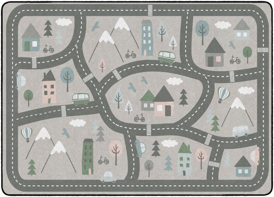SILLY STREETS NEUTRAL RECTANGLE CARPETS 6' X 8'4