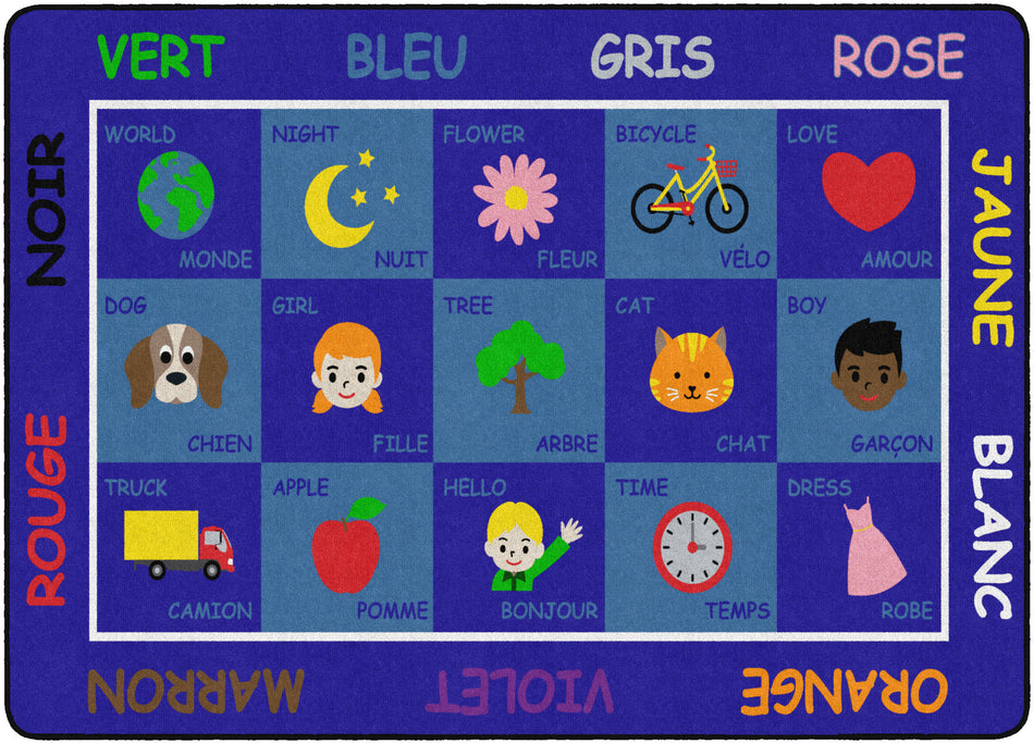 FRENCH LEARNING FUN RECTANGLE CARPETS 6' X 8'4