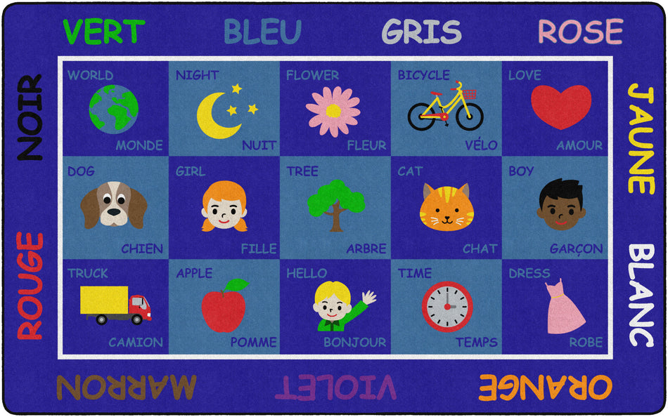 FRENCH LEARNING FUN RECTANGLE CARPETS 7'6" X12'