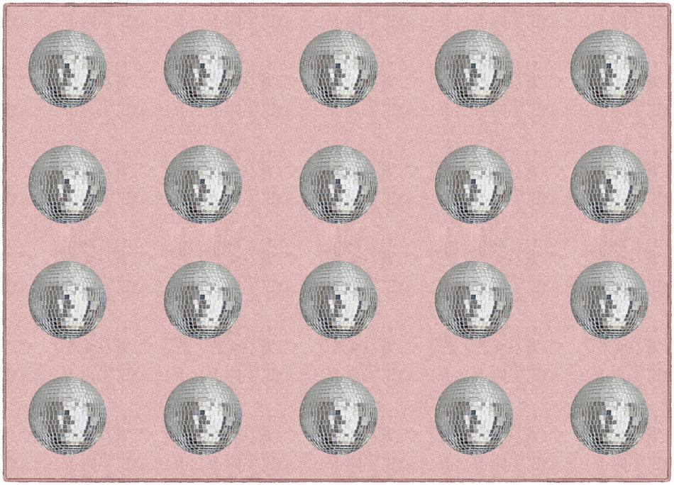 BLUSH DISCO BALL CRISS-CROSS APPLESAUCE RECTANGLE CARPETS 5' X 7'6"