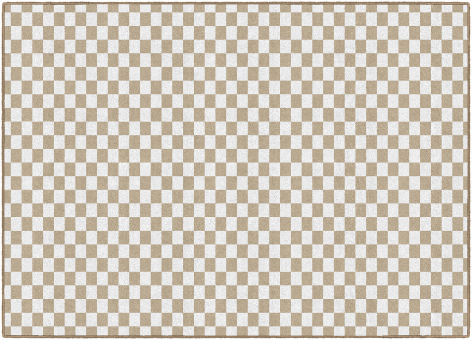 BROWN & WHITE CHECKERBOARD RECTANGLE CARPETS 5' X 7'6"