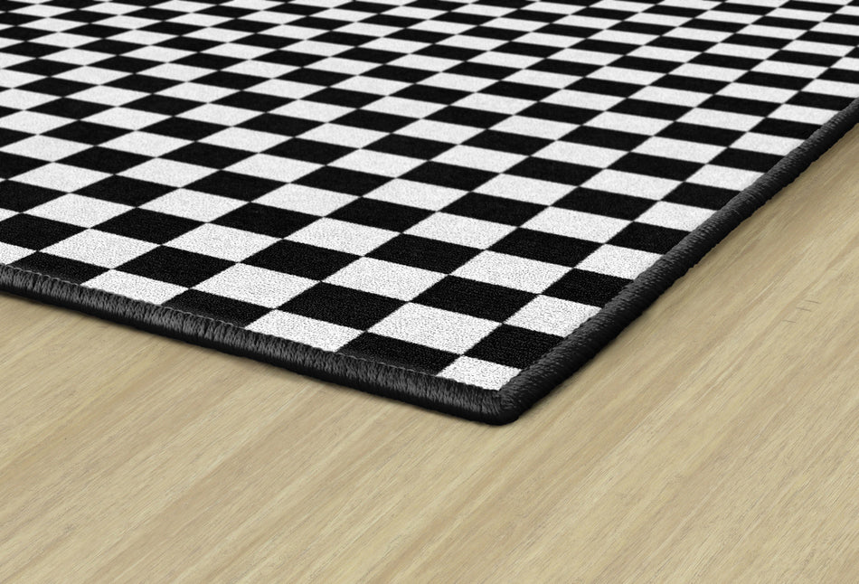 BLACK AND WHITE CHECKERBOARD RECTANGLE CARPETS 5' X 7'6"