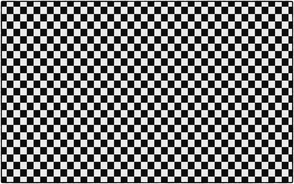 BLACK AND WHITE CHECKERBOARD RECTANGLE CARPETS 7'6" X 12'