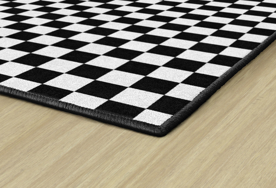 BLACK AND WHITE CHECKERBOARD RECTANGLE CARPETS 7'6" X 12'