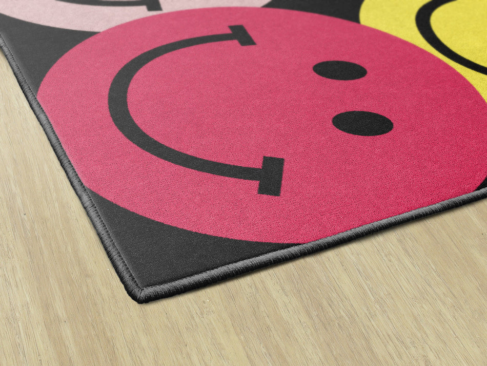 BIG RAINBOW SMILEY FACES RECTANGLE CARPETS 7'6" X 12'