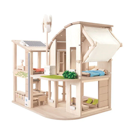 Green Wooden Dollhouse With Furniture