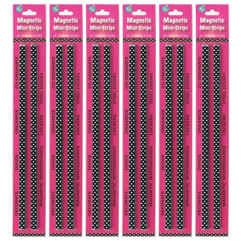 Mini Magnetic Magi-Strips, B/W Dots, 24 Feet Per Pack, 6 Packs
