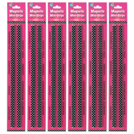 Mini Magnetic Magi-Strips, B/W Dots, 24 Feet Per Pack, 6 Packs