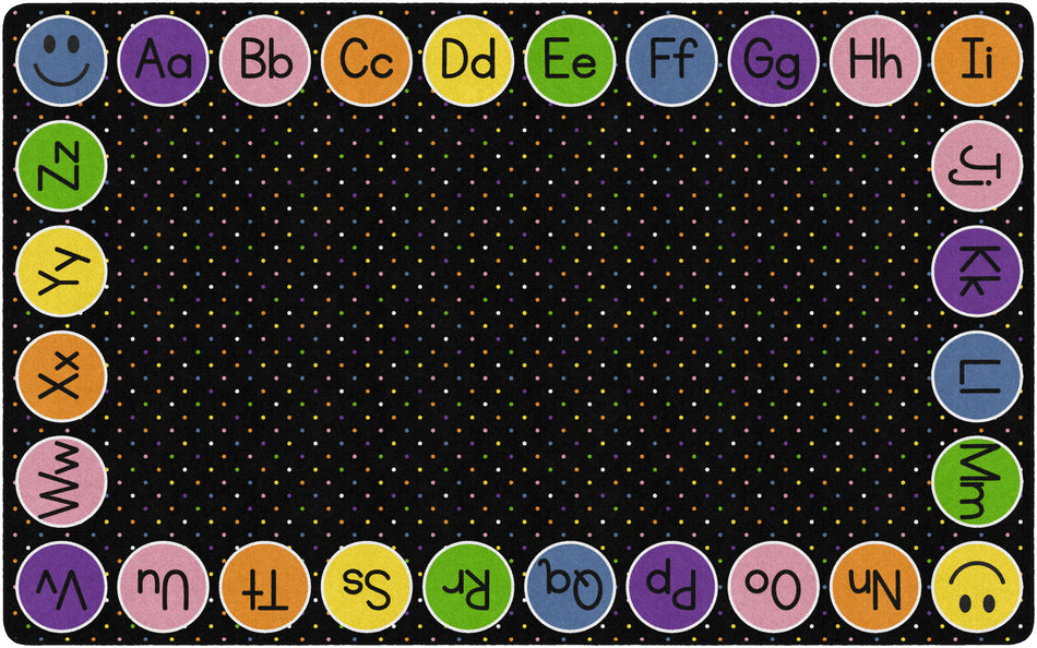 SMILEY ABC'S ON BLACK RECTANGLE CARPETS 7'6" X 12'