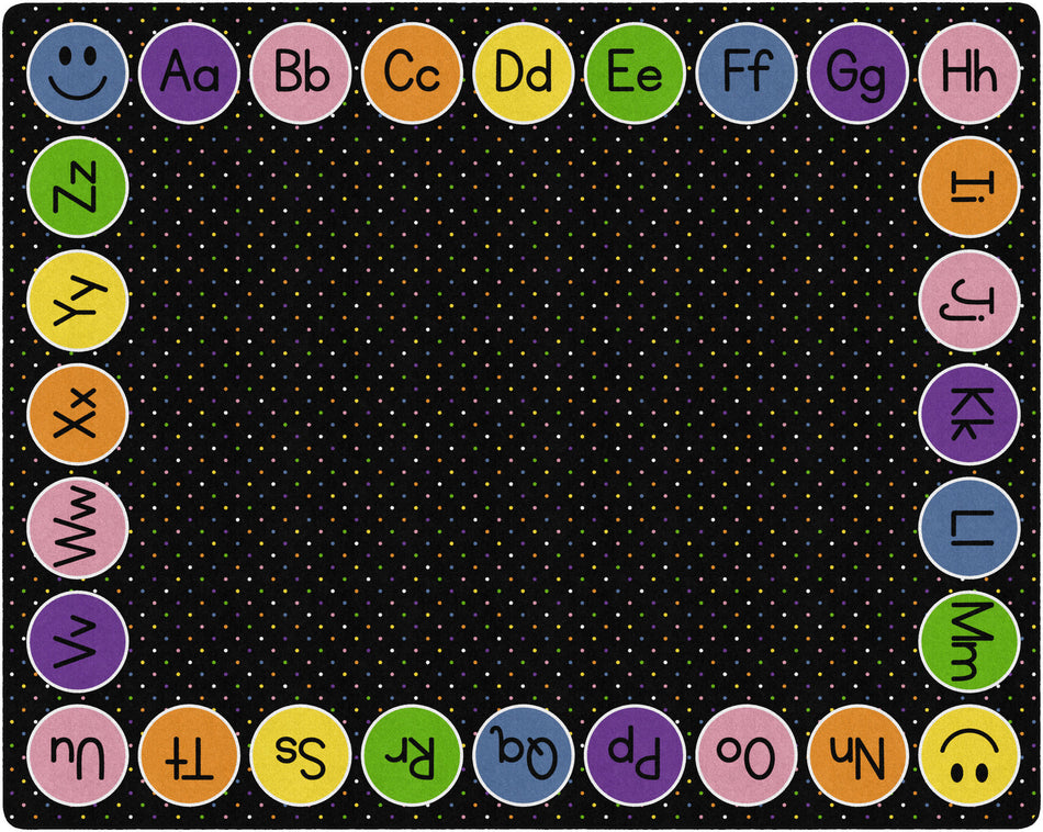 SMILEY ABC'S ON BLACK RECTANGLE CARPETS 10'6" X 13'2"