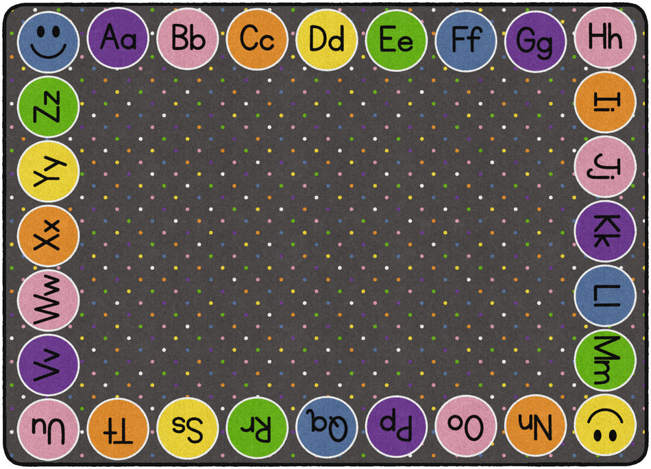 SMILEY ABC'S ON CHARCOAL RECTANGLE CARPETS 6' X 8'4"