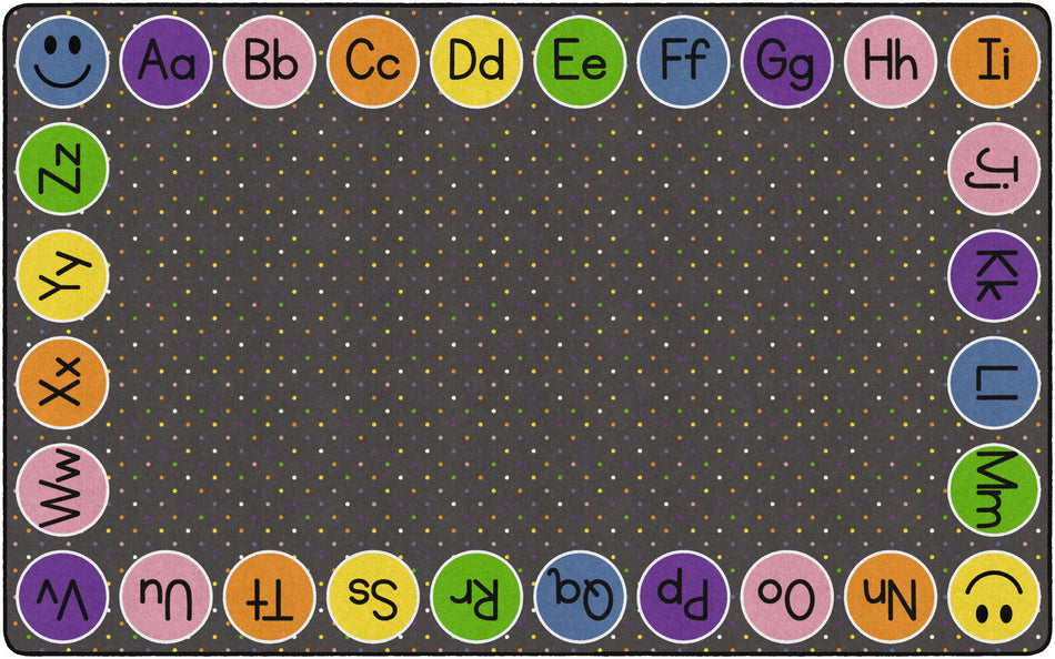 SMILEY ABC'S ON CHARCOAL RECTANGLE CARPETS 7'6" X 12'