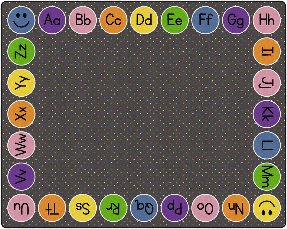 SMILEY ABC'S ON CHARCOAL RECTANGLE CARPETS 10'6" X 13'2"