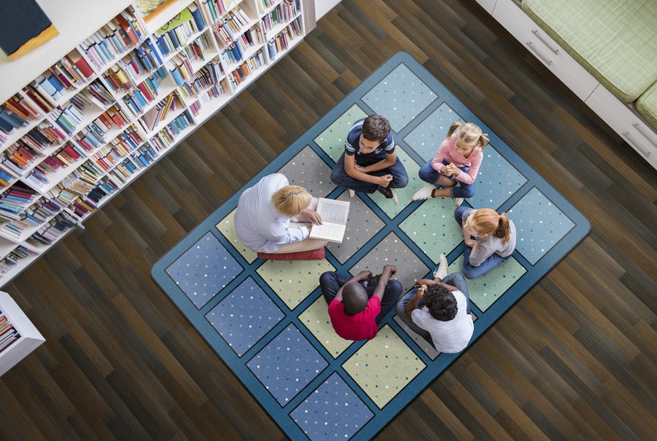 CALMING HAPPY SQUARES RECTANGLE CARPETS 6' X 8'4