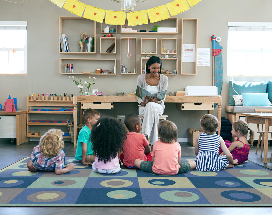 CALMING SILLY CIRCLES RECTANGLE CARPETS 7'6" X 12'
