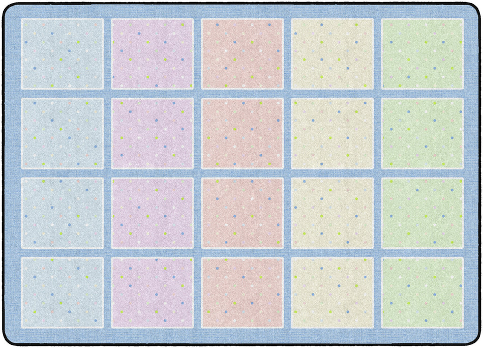 HAPPY SQUARES PASTEL ON BLUE RECTANGLE CARPETS 6' X 8'4"