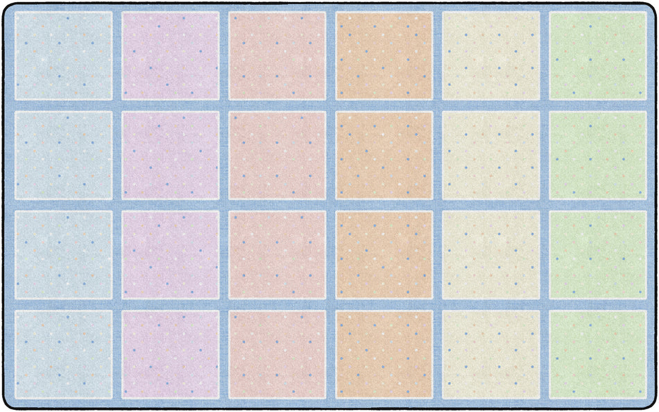 HAPPY SQUARES PASTEL ON BLUE RECTANGLE CARPETS 7'6" X 12'