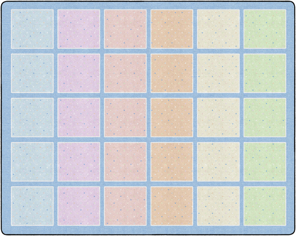 HAPPY SQUARES PASTEL ON BLUE RECTANGLE CARPETS 10'6" X 13'2"