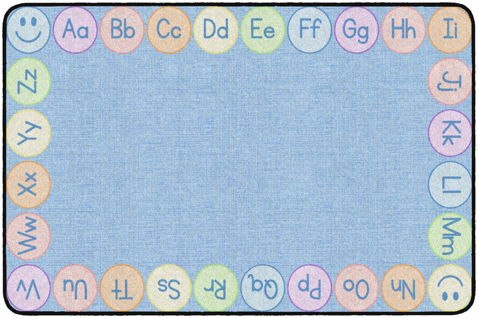 SMILEY ABCS PASTEL ON BLUE RECTANGLE CARPETS 4' X 6'