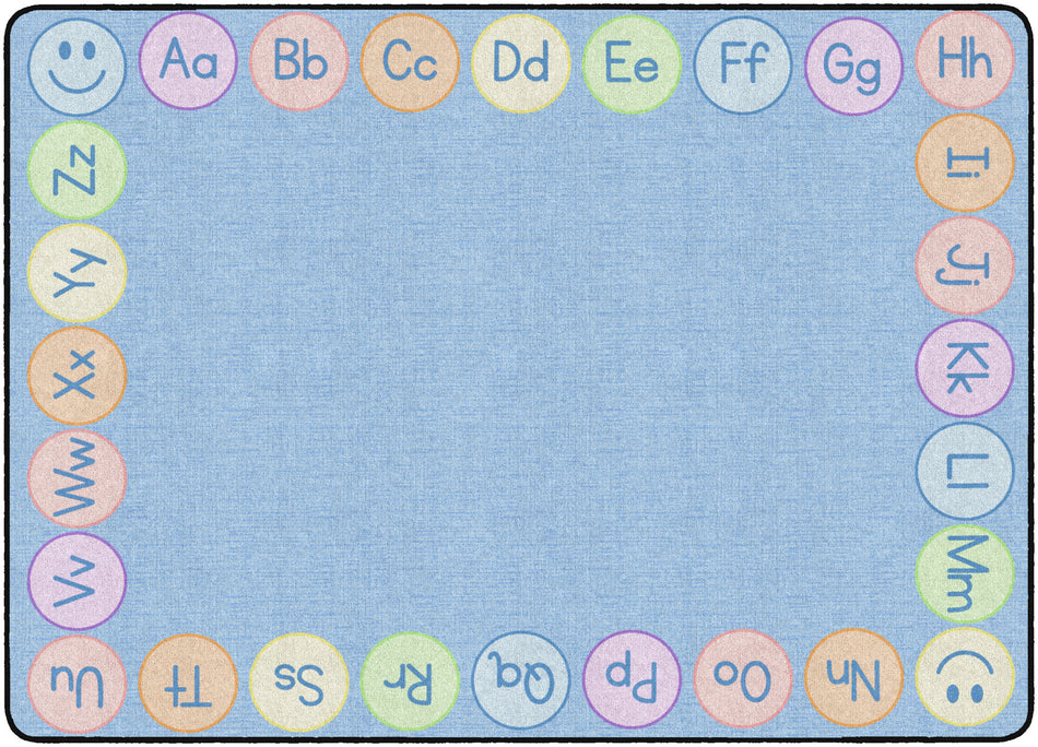 SMILEY ABCS PASTEL ON BLUE RECTANGLE CARPETS 6' X 8'4"