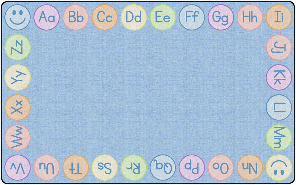 SMILEY ABCS PASTEL ON BLUE RECTANGLE CARPETS 7'6" X 12'