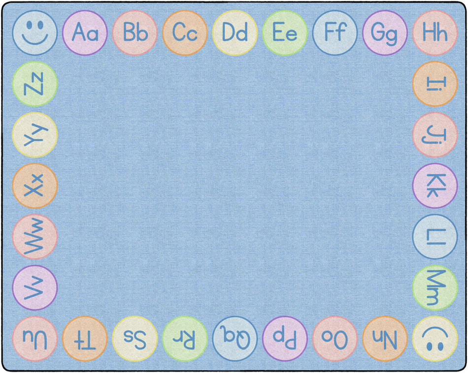SMILEY ABCS PASTEL ON BLUE RECTANGLE CARPETS 10'6" X 13'2"