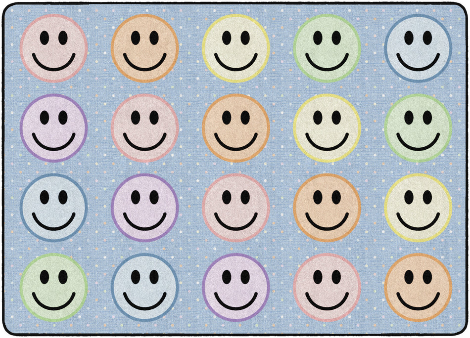 SMILEY SEATING PASTEL ON BLUE RECTANGLE CARPETS 6' X 8'4"