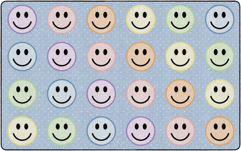 SMILEY SEATING PASTEL ON BLUE RECTANGLE CARPETS 7'6" X 12'