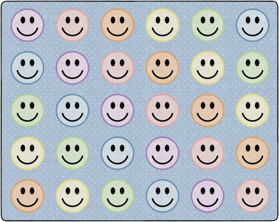 SMILEY SEATING PASTEL ON BLUE RECTANGLE CARPETS 10'6" X 13'2"