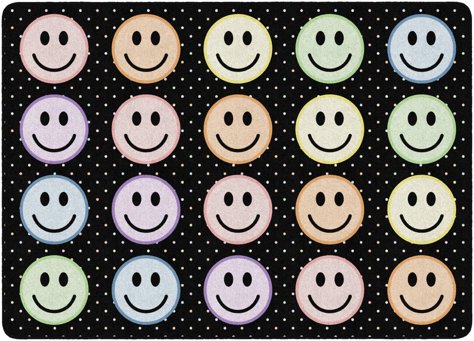 SMILEY SEATING PASTEL ON BLACK RECTANGLE CARPETS 6' X 8'4"