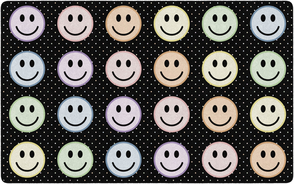 SMILEY SEATING PASTEL ON BLACK RECTANGLE CARPETS 7'6" X 12'