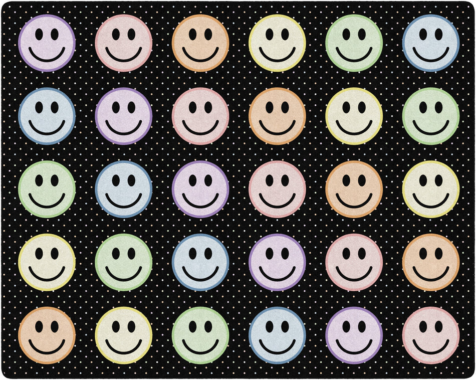 SMILEY SEATING PASTEL ON BLACK RECTANGLE CARPETS 10'6" X 13'2"
