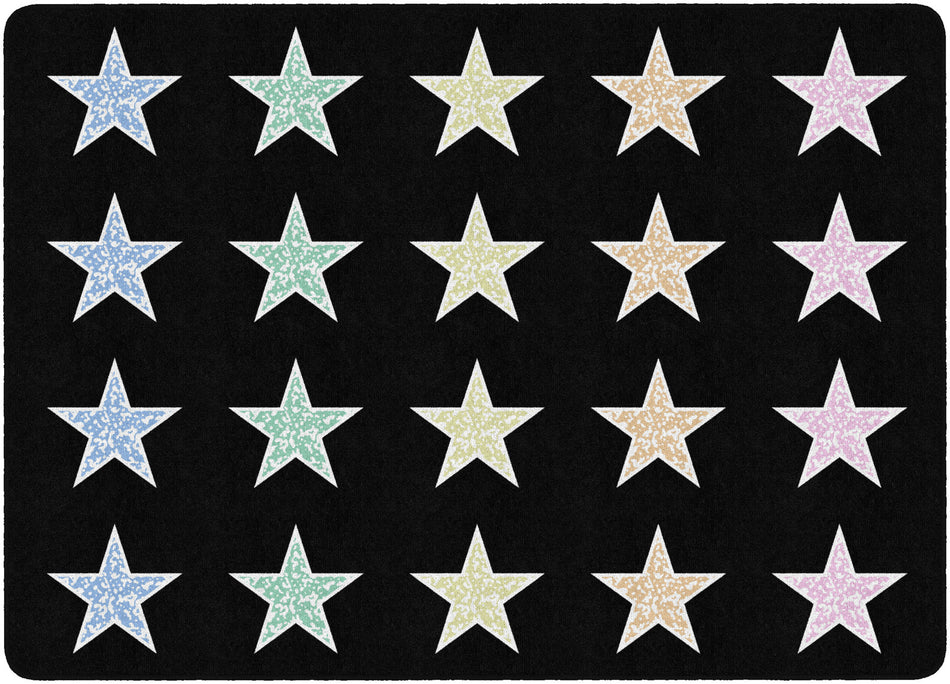 COMPOSITION STARS PASTEL ON BLACK RECTANGLE CARPETS 6' X 8'4"