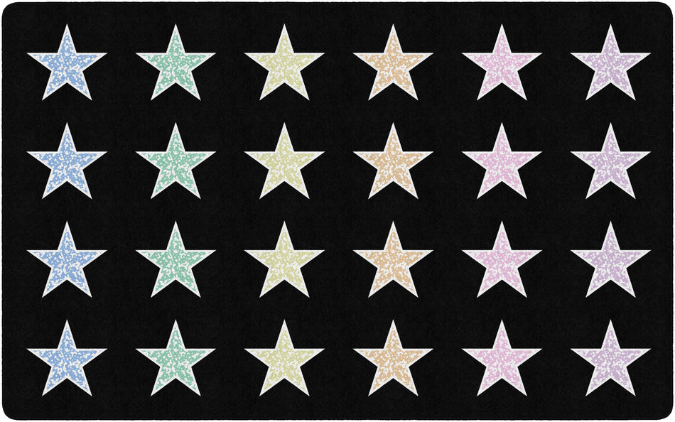 COMPOSITION STARS PASTEL ON BLACK RECTANGLE CARPETS 7'6" X 12'