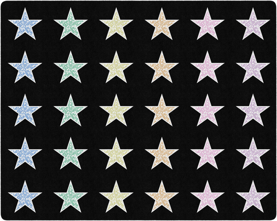 COMPOSITION STARS PASTEL ON BLACK RECTANGLE CARPETS 10'6" X 13'2"