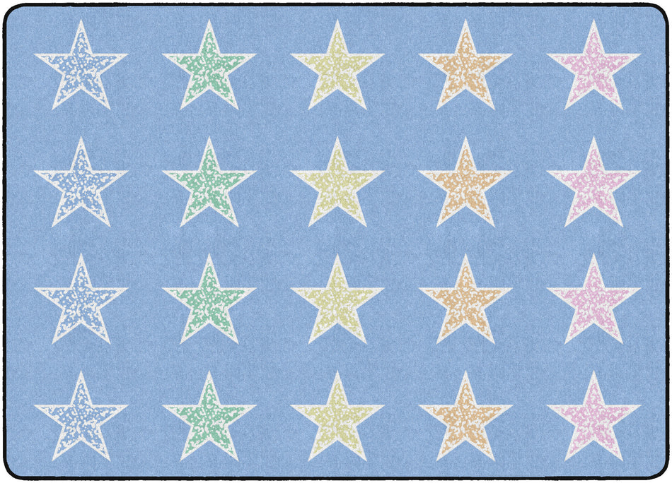 COMPOSITION STARS PASTEL ON BLUE RECTANGLE CARPETS 6' X 8'4"