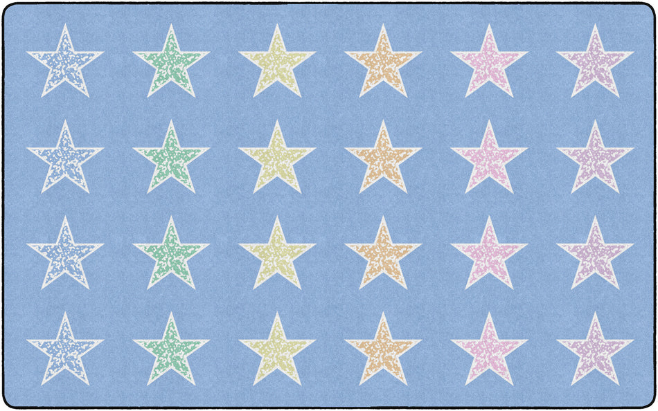 COMPOSITION STARS PASTEL ON BLUE RECTANGLE CARPETS 7'6" X 12'