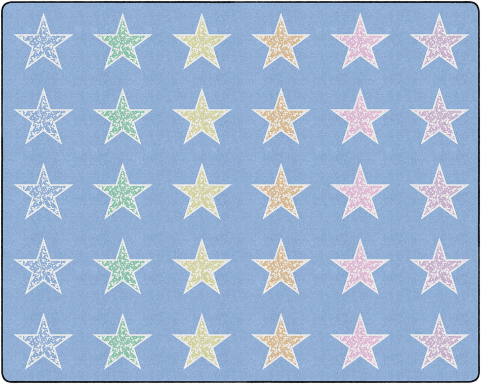 COMPOSITION STARS PASTEL ON BLUE RECTANGLE CARPETS 10'6" X 13'2"