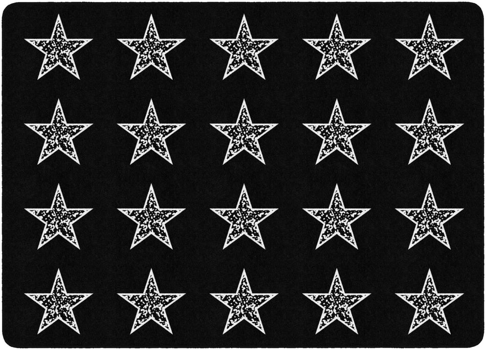 COMPOSITION STARS BLACK AND WHITE RECTANGLE CARPETS 6' X 8'4"