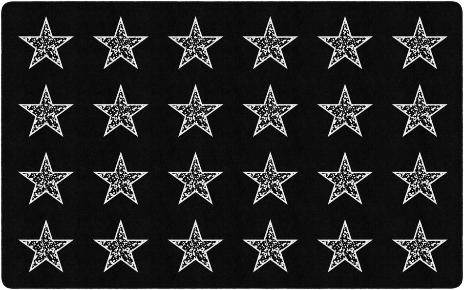 COMPOSITION STARS BLACK AND WHITE RECTANGLE CARPETS 7'6" X 12'