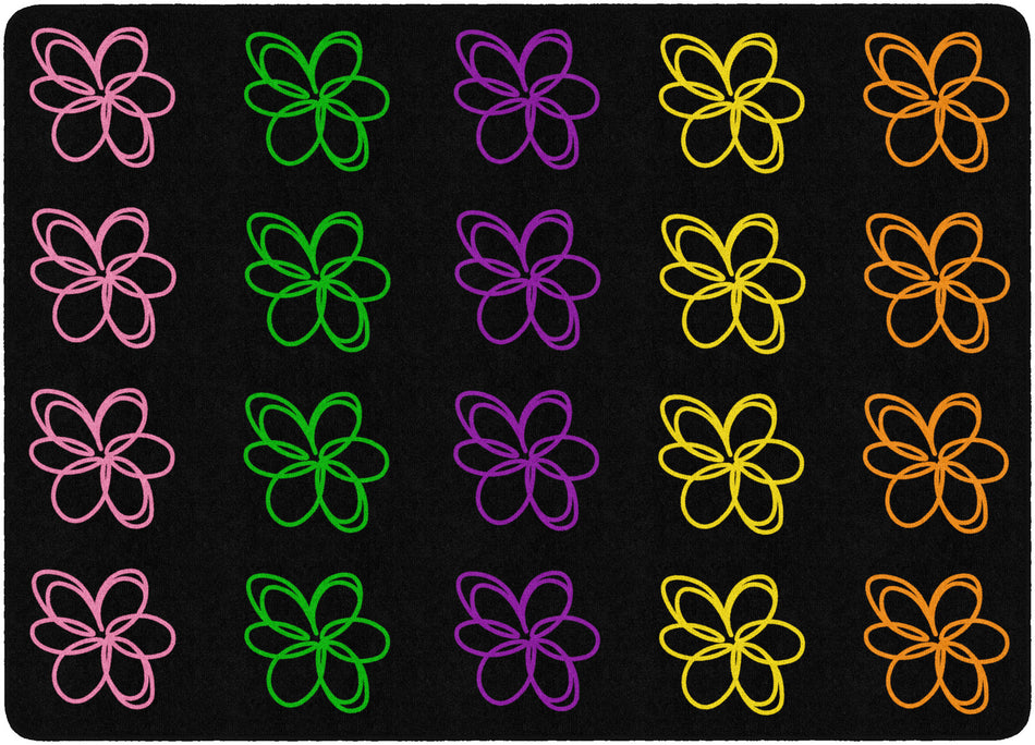 FLOWER SAMPLER BLACK MULTI RECTANGLE CARPETS 6' X 8'4"